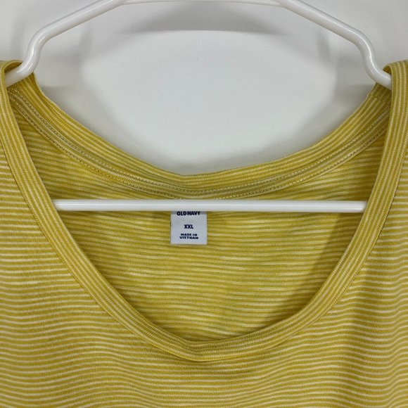 Old Navy Dress T-Shirt Waist Defined Slub Knit Mini Yellow Stripe - Picture 3 of 12